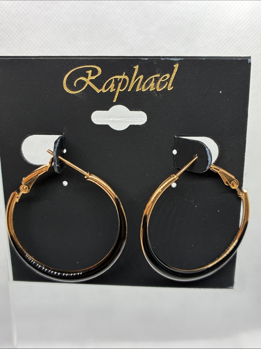 3For$20 Raphael Gold-Tone Hoop Earrings with Black Enamel